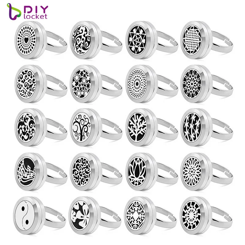 

20mm Adjustable Stainless Steel Diffuser Lockets Wholesale Ring With Free Pads, Accept customization CB105-156
