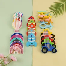 Sunrony – anneau de dentition pour bébé, 1 pièce, dessin animé arc en ciel, ballon à air chaud, accessoires à mâcher, DIY, Clip de sucette, jouet de dentition