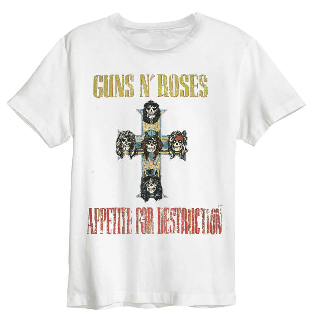 Guns N' Roses 'аппетит к разрушению' Футболка (белая)-усиленная одежда с принтом размер футболки S-3XL