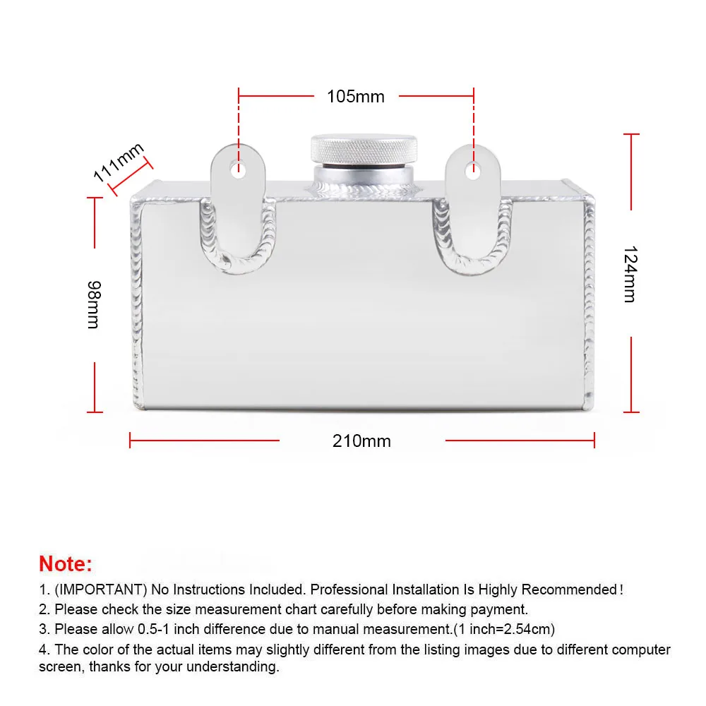 Windscreen Washer Bottle 2l Aluminium Alloy Mirror Polished for Intercooler Spray
