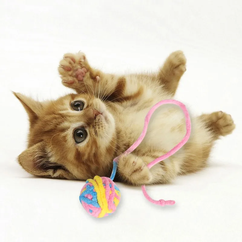 

Pet Cat Wolle Ball Toy Fun Weave Ball toys Cat Kitten Teaser Playing Play Chew Rattling Scratch Catch Toys 5.5cm
