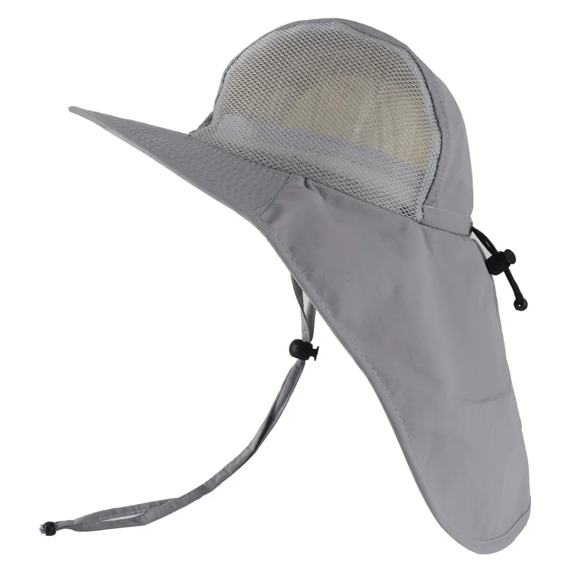 Летняя Солнцезащитная шляпа Водонепроницаемая корзина для мужчин и женщин шляпа Boonie с горлышком с защитой от ультрафиолета большая широкополая рыболовная шляпа сетка дышащая - Цвет: Grey