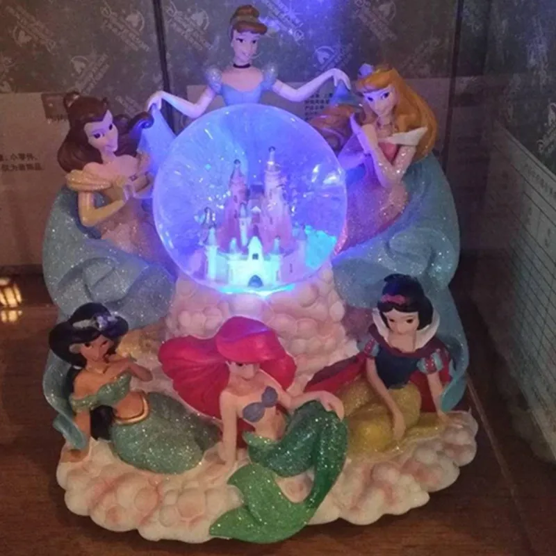 

Disney Princess Series Snow White Mermaid Cinderella Crystal Ball With LED Light Music Box Children's Birthday Gifts M4581