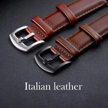Итальянские Ремешки для наручных часов из натуральной кожи 18 мм 20 мм Универсальный валик для часов Ремешок для часов с пряжкой умный быстросъемный ремешок для часов IP черный и серебристый