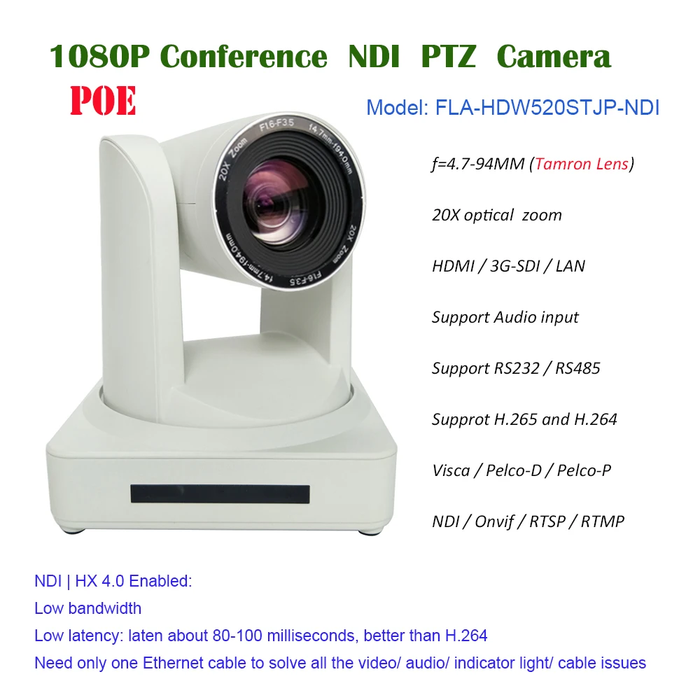 

Telemedicine Conference Church Video PTZ HD NDI Camera POE with 3G SDI HDMI Output