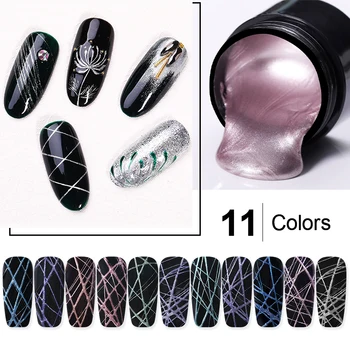

5ml Metallic Spider UV Gel Polish Purple Blue Soak Off Elastic Drawing Gel Nail Art Gel Hybrid Varnishes All For