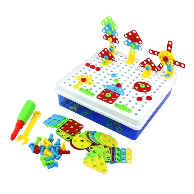 234 шт 3D DIY мозаичная заглушка для сборки игровых пластиковых винтов, игрушка-головоломка, ручная отвертка, обучающий инструмент для детей, Gif