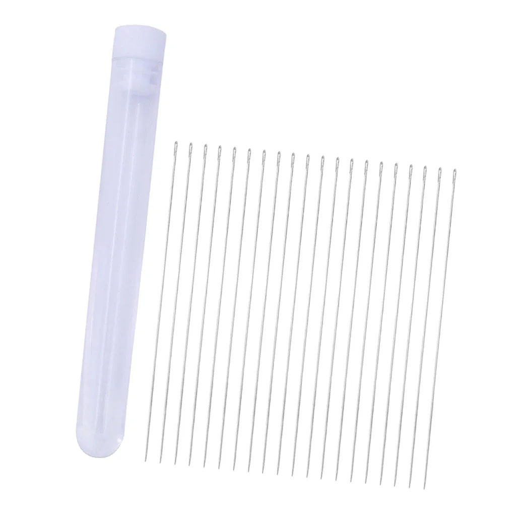 20 Pcs Stainless Steel Big Eye Beading Needles Easy Thread 80mm Long for Seed Beads Beading Tools