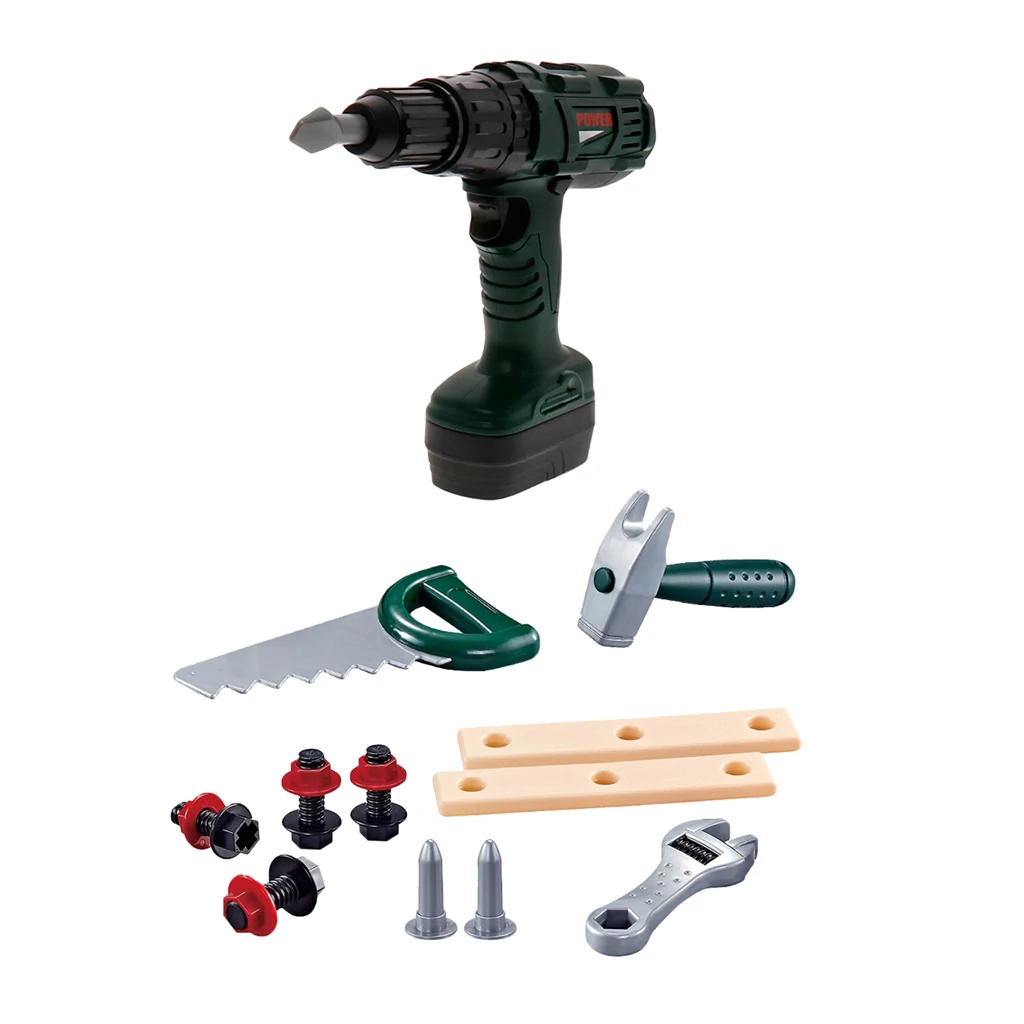 Durable Kids Tool Set with Electronic Drill and Pretend Play Construction Accessories + Storage Case, Children Educational Toys
