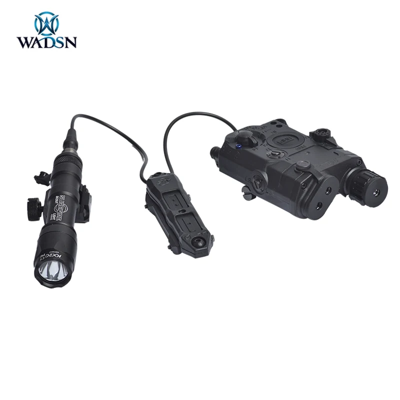 BK WADSN Softair LA-5C UHP VER-зеленый ИК-лазер+ M600C тактический фонарик+ страйкбол двойной дистанционный переключатель M600 охотничье оружие огни комплект - Цвет: BK