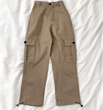 

Drawstring elastic waist spring and summer streetwear loose pocket tooling casual pants