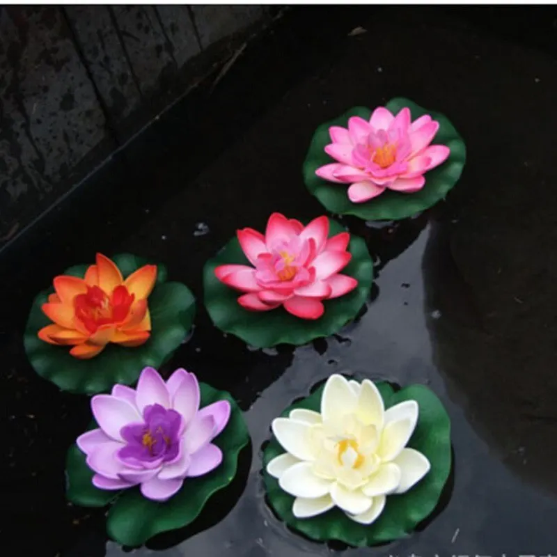 Home Wedding Garden Pond Pool Decoration 1 PCS Artificial Lotus Water Lily Floating Flower Tank Plant leaf Ornament 10cm | Дом и сад