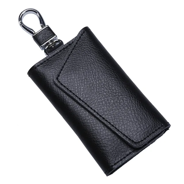 Leather Key Holder Pouch - Car Key Case With Hook, Mini Waist Bag, 9x7x2cm, Black, For Men & Women - View #4