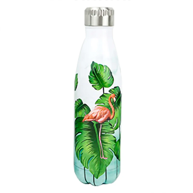 New Flamingo Floral Water Bottle BPA free Stainless Steel Thermos Bottle Gym Sport Travel Insulated Cup Mug Christmas Tumbler