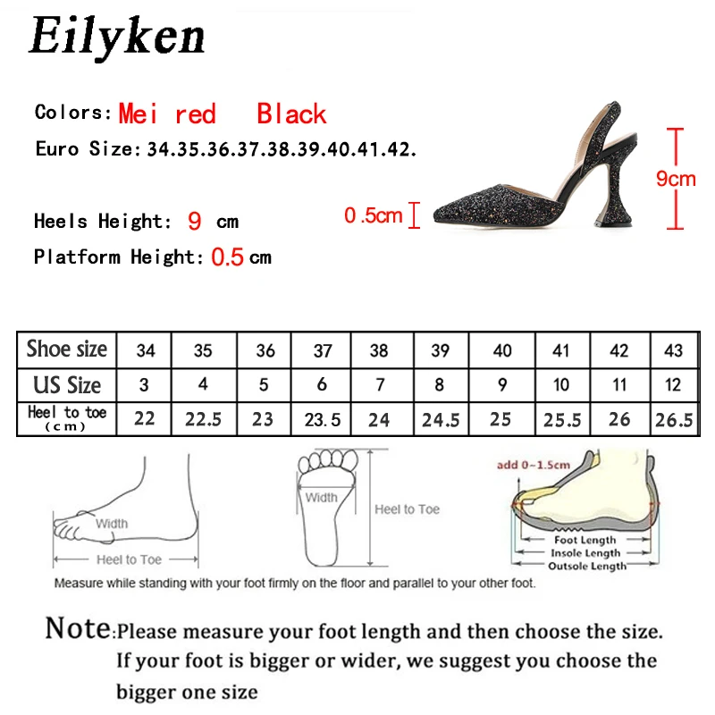 Eilyken модные блестящие женские туфли лодочки пикантные на высоком каблуке