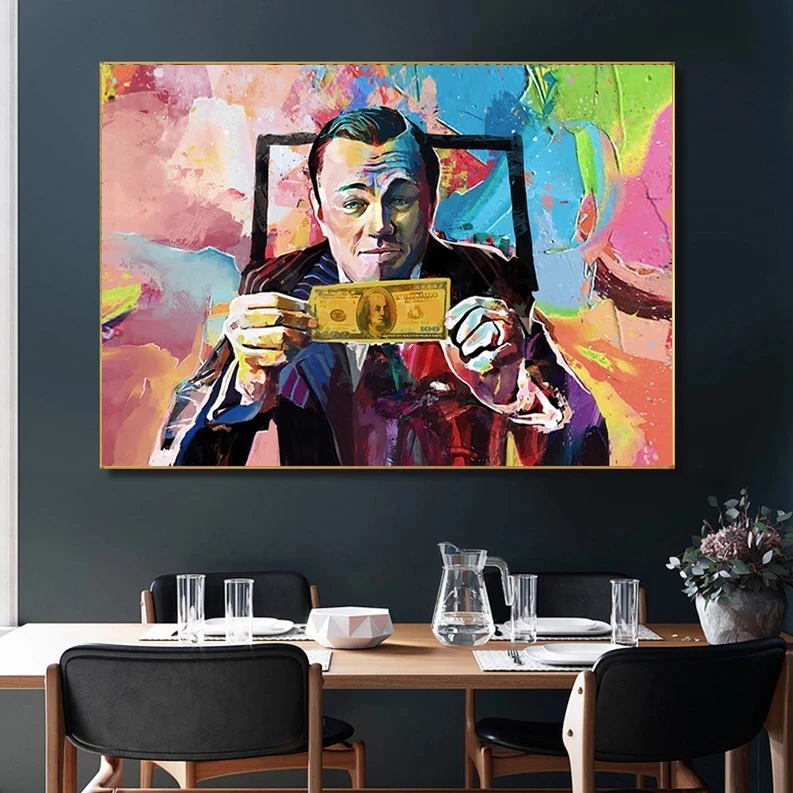 Canvas Art Wolf Of Wall Street street Leonardo DiCaprio Money Talks Pop printed painting | Дом и сад