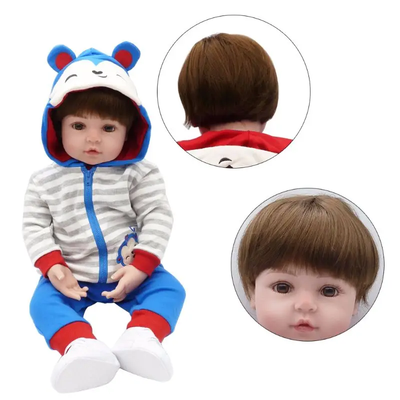 

19in Realistic Reborn Doll Soft Silicone Vinyl Newborn Babies Boy Lifelike Handmade Toy For Children Christmas Birthday Gift