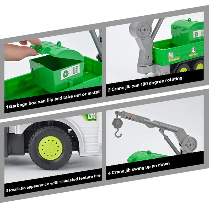 Детский мусоровоз с дистанционным управлением и подсветкой, мусоровоз с 4WD переработкой, игрушки для детей 2-6 лет, подарки для мальчика