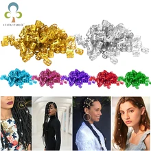 100 шт/партия золотистый, серебристый, Металлический Трубчатый кольцо дредлок бусины для косичек бусины для волос для дредов регулируемое кольцо для косички зажимы GYH