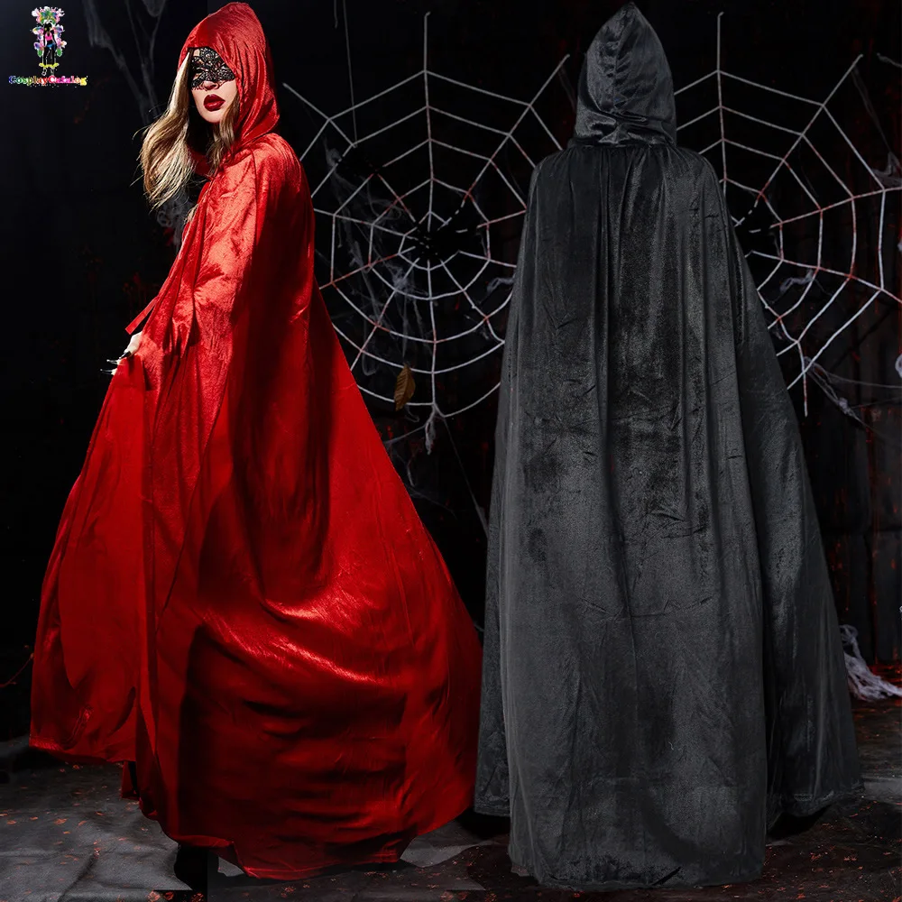 

Pagan Witch Costume Long Succubus Cloak Wicked Witch Man/Women Halloween Costumes Carnival Props Devil Nails/Vampire Mask