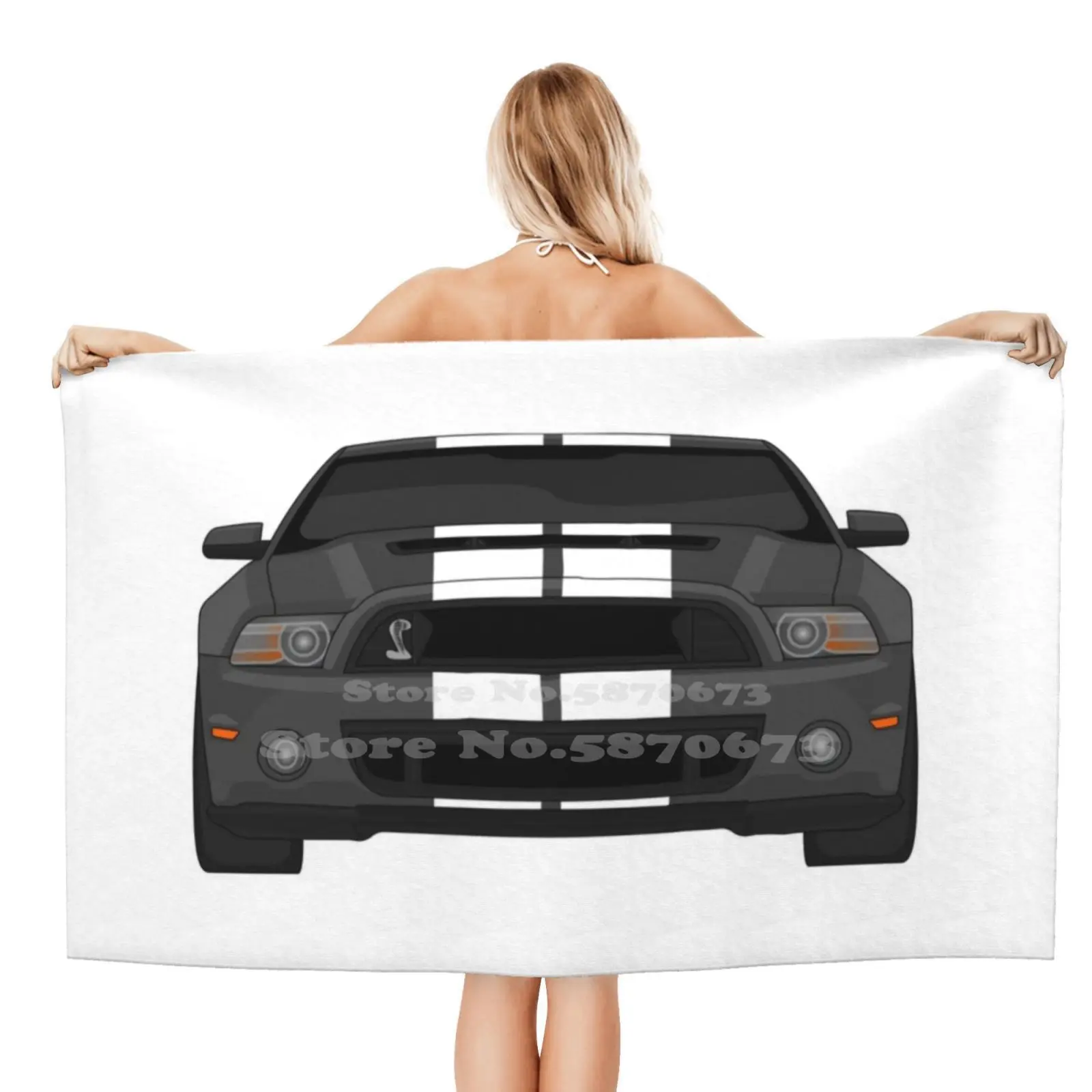 Shelby Mustang Gt500 (Grigio Scuro) Asciugamano Doccia Morbido Personalizzato Gt500 Shelby Auto Gt American Muscle Muscle Car Gt350