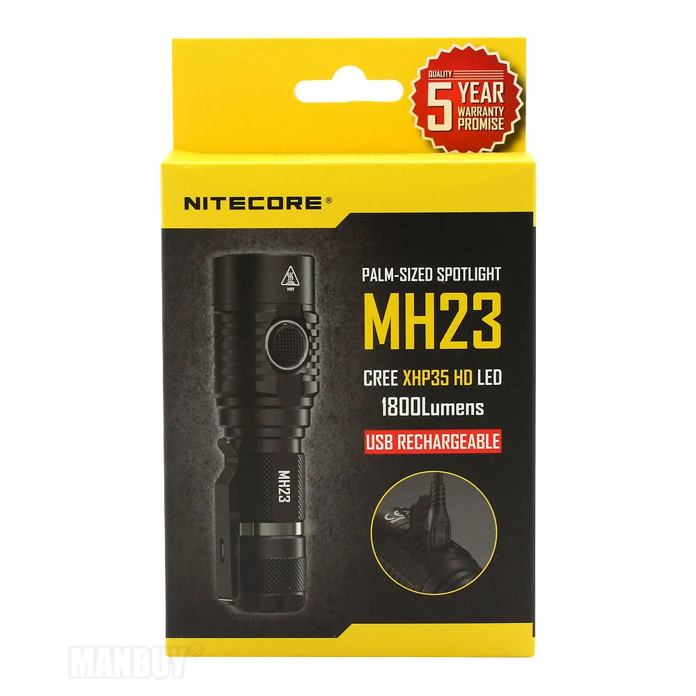 Распродажа 2020 NITECORE MH23 перезаряжаемый фонарик 1800 люмен CREE XHP35 HD светодиодный