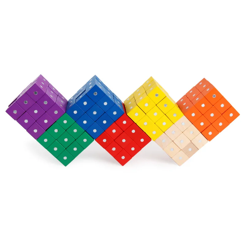  Children's color magnetic cubic wooden children's enlightenment mathematics teaching aids magnetic  - 4000354349580