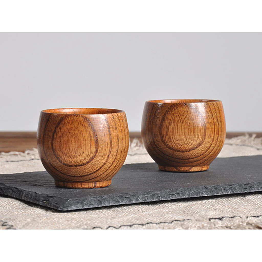 Natural Solid Wood Wooden Tea Cup 50ml Wine Mug Small Drinking Cup for Home Restaurant Camping Hiking Travel Use