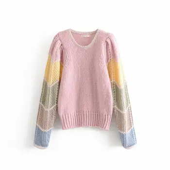 

Women Sweaters and Pullovers Ugly Christmas Sweater Women Winter Clothes Patchwork O-Neck Blusas Mujer De Moda Rainbow Sweater