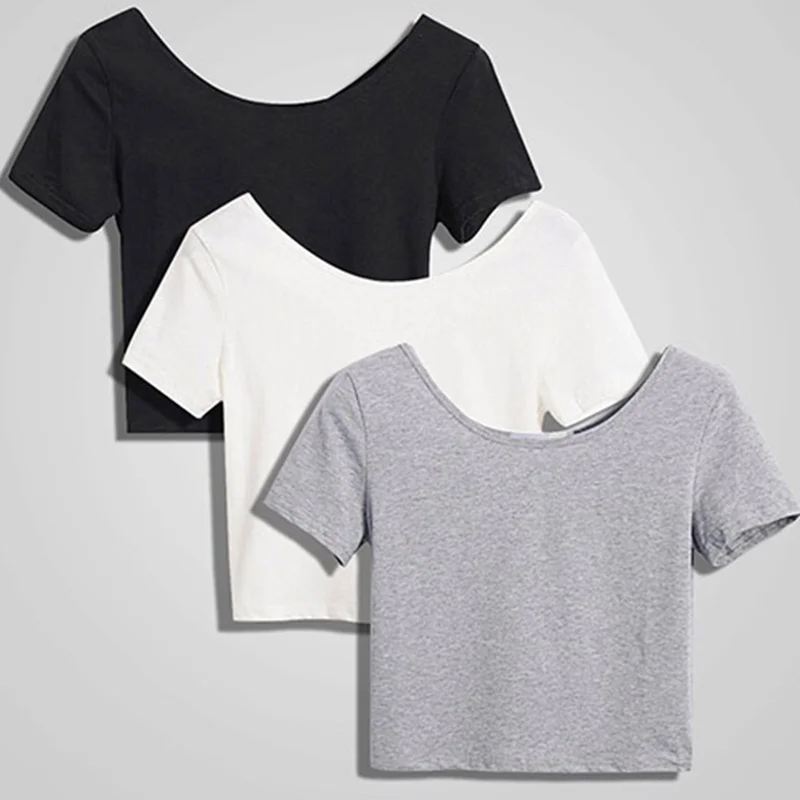 Women Summer Black Explosions Navel Short sleeve Slim Nightclub streetwear Crop Tops T-shirts Drop shipping