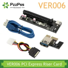 

PzzPss VER006 PCI-E 1X To 16X Express Risers Card PcIe Extender Adapter SATA to 4 Pin Power USB3.0 Cable For Video Graphics Card