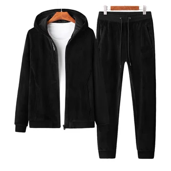 

Men's Winter Thick Warm Running Set Sports Suit Gold Velvet Super Comfortable Sports Set Double-faced Pleuche Warm Running Set