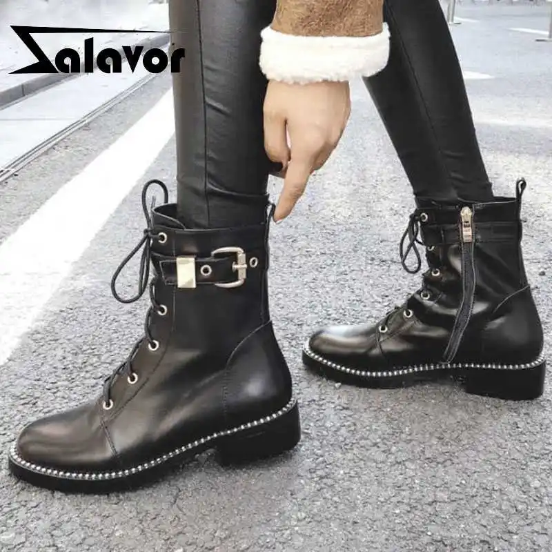 ZALAVOR/женские ботильоны обувь из натуральной кожи на плоской подошве для женщин