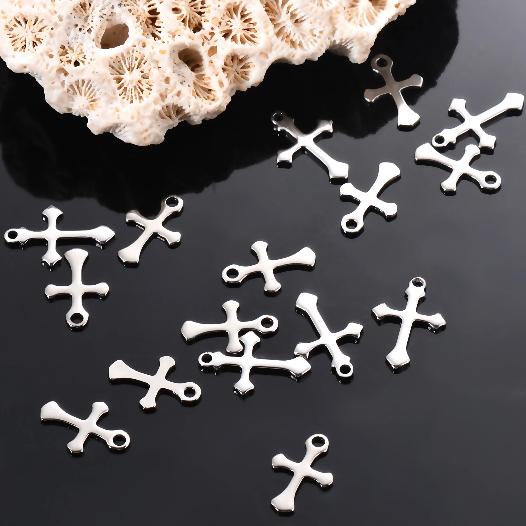 25Pcs/Lot Stainless Steel Cross Pendant Charms Bracelet Necklace DIY Jewelry Making Handmade Accessories Findings 3