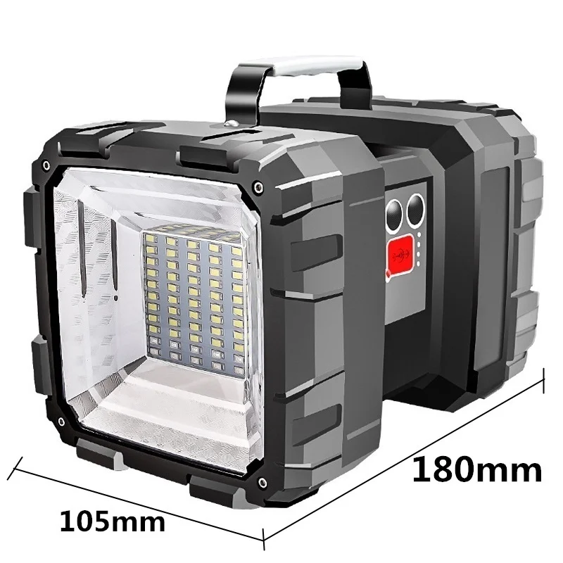 Супер яркий двойной светодиодный светильник-вспышка, поисковый светильник, солнечный портативный Рабочий светильник, USB Перезаряжаемый уличный аварийный рыболовный светильник