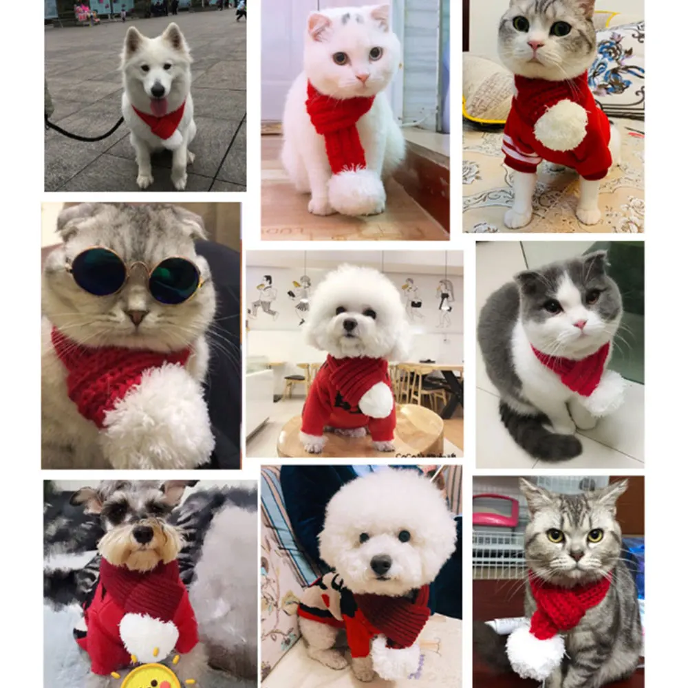 Зимний теплый ошейник для собак, Рождественский шарф для питомцев, кошек, аксессуары для питомцев, Рождественское украшение для питомца, шарф