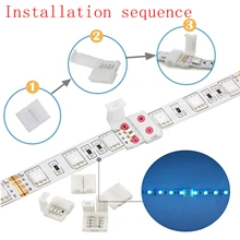 4 pinos led luz tira conectores 10mm unwired gapless solderless adaptador terminal de extensão para smd 5050 multicolorido led strip