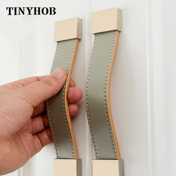 

Handmade Soft Cow Leather+Zinc alloy Handle And Knob Cabinet Cabinet Dresser Handles Drawer Pulls Furniture Handles With Screw