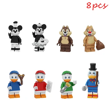 

8Pcs/Set LEGO Blocks Minifigures Blind Bag Series Mickey Minnie and Four Ducklings Figures Compatible LEGO Gift Toy for Kids