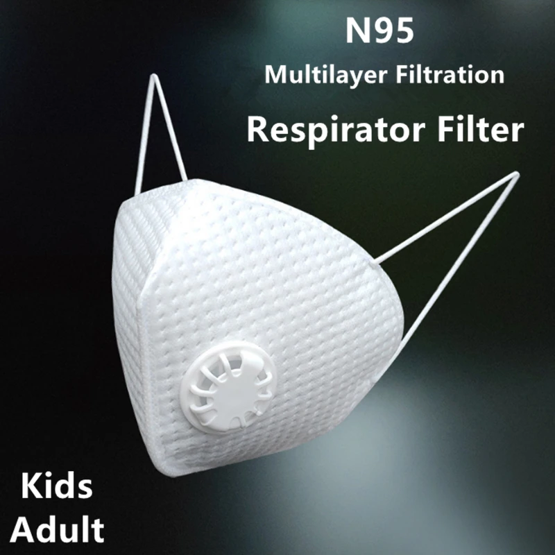 

50pcs Reusable N95 Filters Protective mask Child Kn95 respirator Anti pollution viral face masks Dust Mouth Mask Valve KF94 FFP2