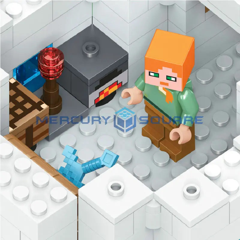 Polar Igloo House Building Blocks With Alex & Bear Stray Action Figures Compatible My World Bricks Set Gifts Toys 21142