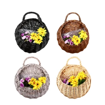 

Gardening Garden Hand Made Hanging Basket Wicker Wall Decoration Hanging Basket Breathable Vine Pot Planter Woven Hanging Basket