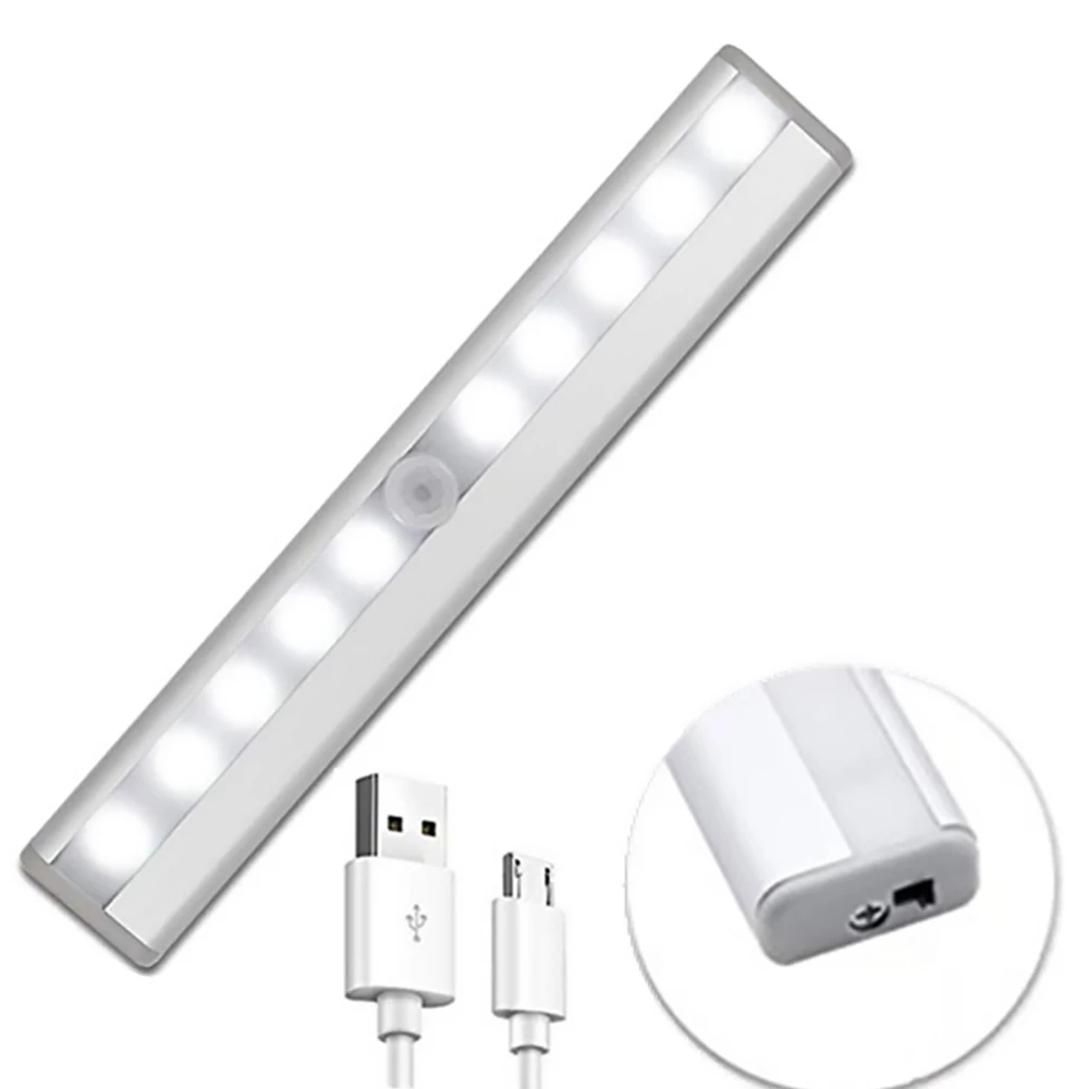 Wireless LED Under Cabinet Light PIR Motion Sensor Closet Lamp 10LEDs for Wardrobe Cupboard Kitchen Lighting Led Night Light 12