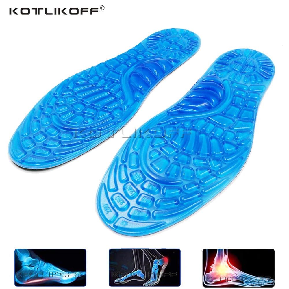 

KOTLIKOFF Sport Running Silicone Gel Insoles For Feet Soft Massage Orthopedic Shoes Sole Arch Support Shock Absorption Pads