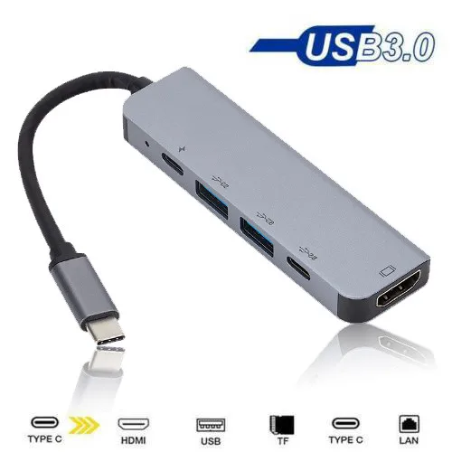 Ouhaobin5 в 1 type-C концентратор USB 3,0 адаптер с HDMI 4 к видео PD чтение SD/TF 3,0 карты USB порт для ПК