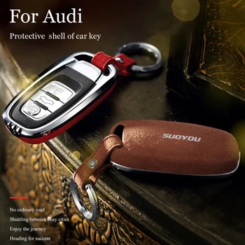 

New Suede Leather soft Car Key Cover Case Key Case For AUDI For Audi A6L A4L B6 B7 B8 B9 S5 S6 S7 S8 car smart remote Key Pad