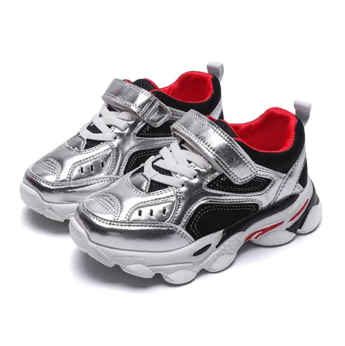 New Children Shoes Boys Sneakers Girls Sport Shoes Child Leisure Trainers Casual Breathable Kids Running Shoes Basketball Shoes - Цвет: Серебристый