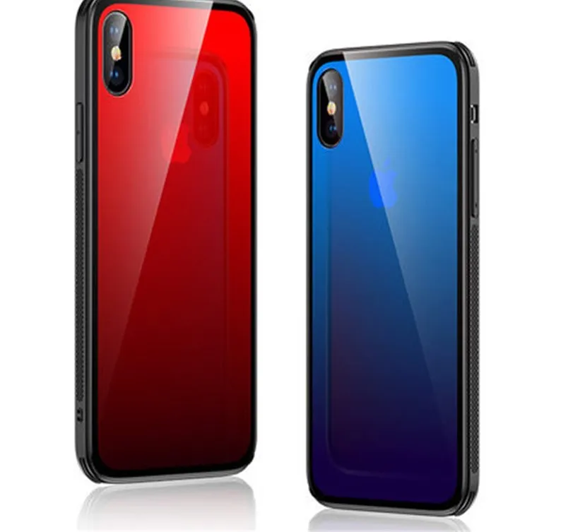 Градиентный чехол из закаленного стекла для телефона для iphone XR XS MAX X 8 7 6 6S Plus противоударный чехол жесткий чехол для Apple 10 9 Coque