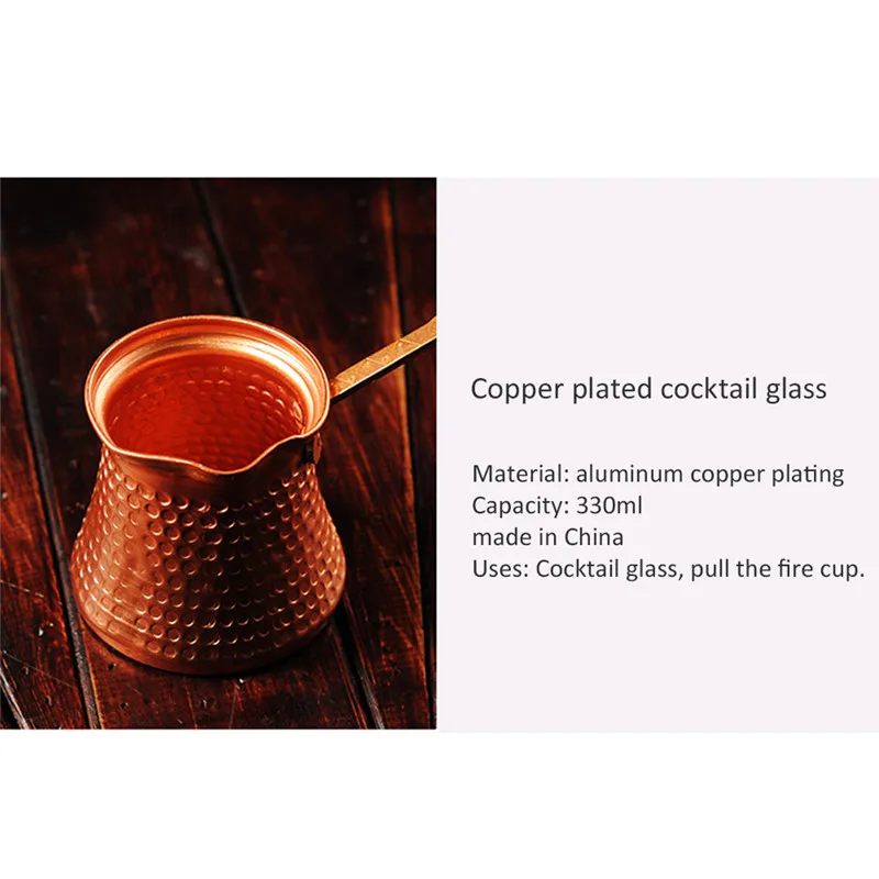 AEVVV Copper Turka Coffee Maker 17 oz - Turkish Cezve Coffee Pot Copper 500  ml - Grapes Ornament Engraved Coffee Ibrik - Mini Saucepan with Spout and