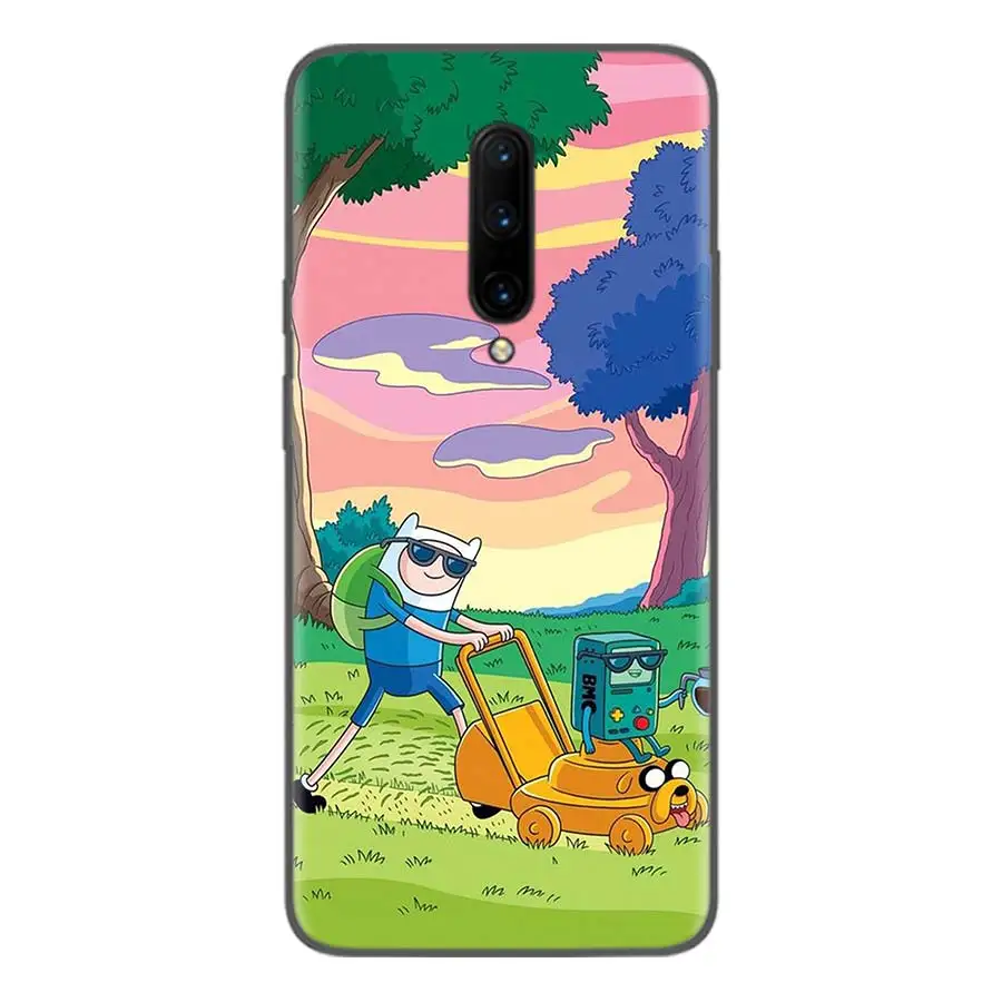 Adventure Time Finn Jake Black Case for Oneplus 7Pro 1+7 Pro 6 6T 5 5T 3 3T Art Gift Patterned Soft Phone Cover Coque